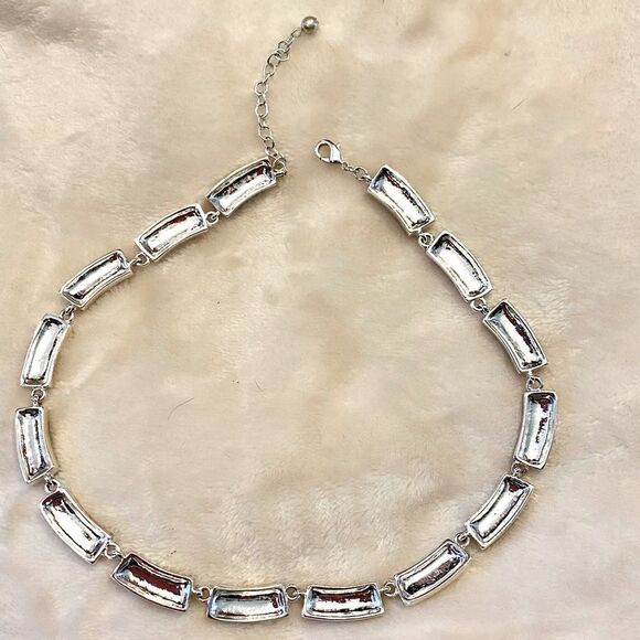 🍃 Vintage 1990’s necklace,  hammered silver, & shiny black enamel-like finish. - Picture 2 of 4